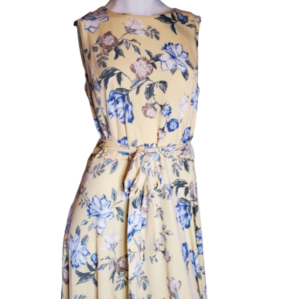 Charter Club Yellow Blue Floral Midi Dress